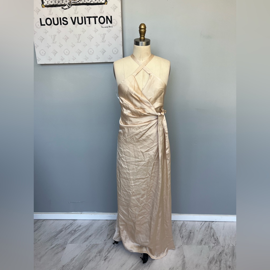 Fame And Partners Beige Silk Maxi Skirt Us 6